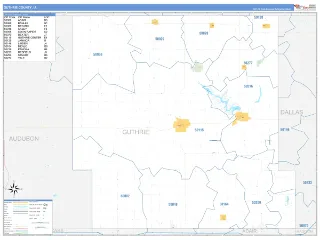 Guthrie County, IA Business Reference style ZIP Code wall map