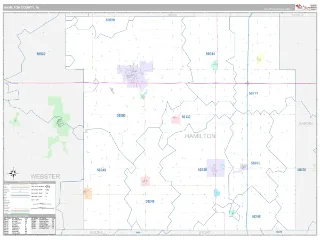 Hamilton County, IA Classic style ZIP Code wall map