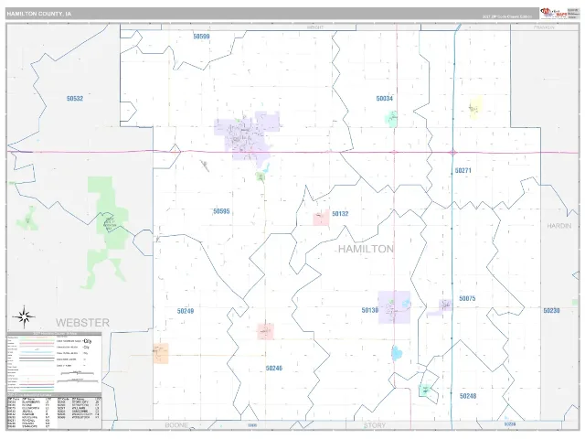Hamilton County, IA ZIP Code Wall Map, Classic style