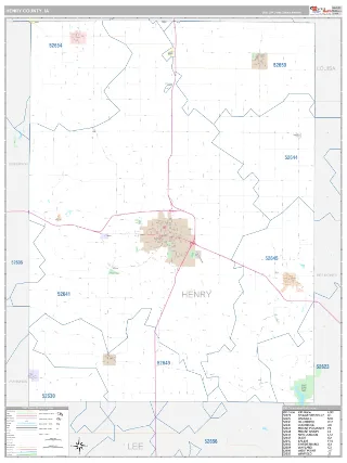 Henry County, IA Classic style ZIP Code wall map