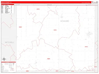 Howard County, IA RedLine style ZIP Code wall map