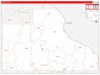 Jackson County, IA RedLine style ZIP Code wall map