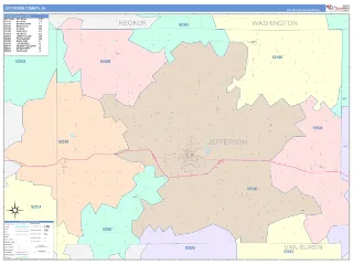 Jefferson County, IA ColorCast style ZIP Code wall map