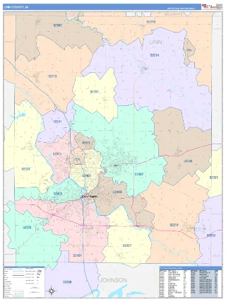 Linn County, IA ColorCast style ZIP Code wall map