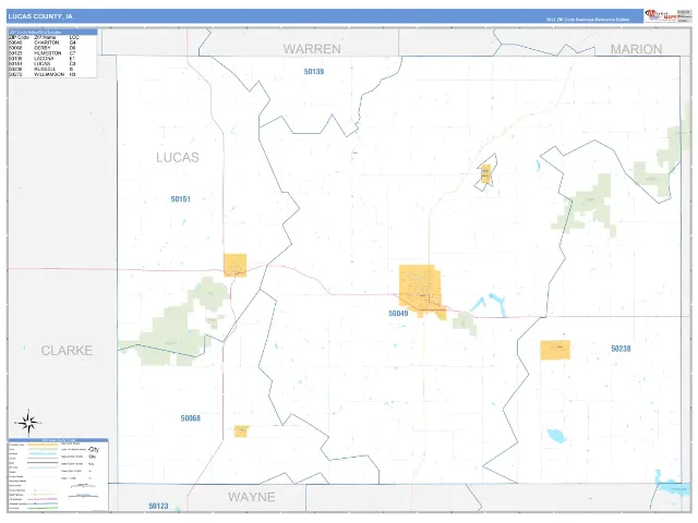 Lucas County, IA ZIP Code Wall Map, Business Reference style