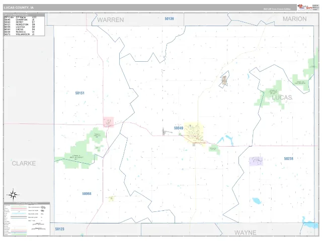 Lucas County, IA ZIP Code Wall Map, Classic style