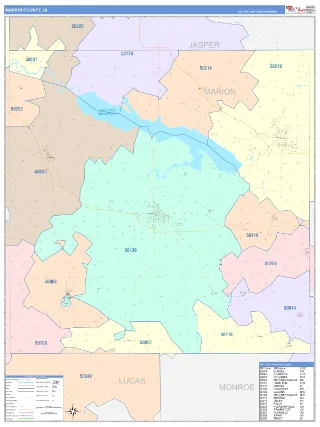 Marion County, IA ColorCast style ZIP Code wall map