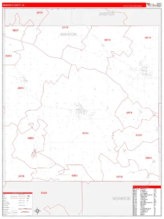 Marion County, IA RedLine style ZIP Code wall map