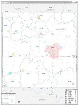 Marshall County, IA Classic style ZIP Code wall map