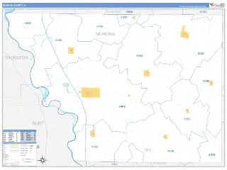 Monona County, IA Business Reference style ZIP Code wall map