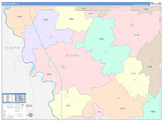 Monona County, IA ColorCast style ZIP Code wall map