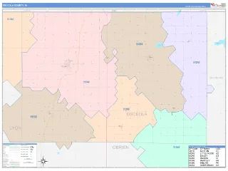 Osceola County, IA ColorCast style ZIP Code wall map