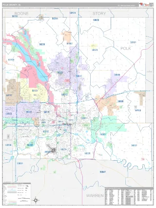 Polk County, IA Classic style ZIP Code wall map