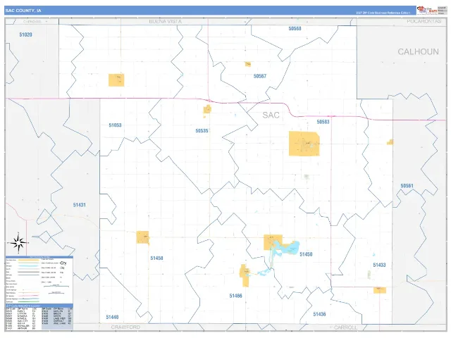 Sac County, IA ZIP Code Wall Map, Business Reference style