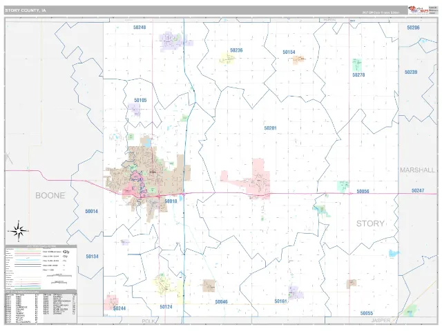 Story County, IA ZIP Code Wall Map, Classic style