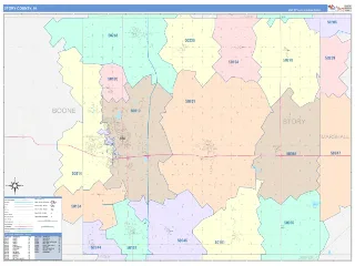 Story County, IA ColorCast style ZIP Code wall map