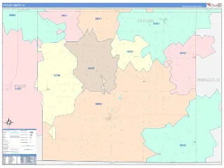 Taylor County, IA ColorCast style ZIP Code wall map