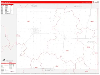 Union County, IA RedLine style ZIP Code wall map