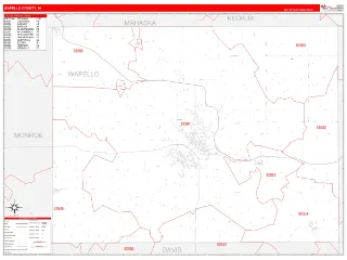 Wapello County, IA RedLine style ZIP Code wall map