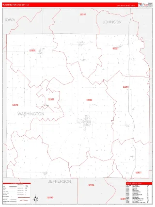 Washington County, IA RedLine style ZIP Code wall map