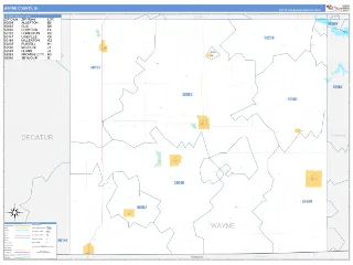 Wayne County, IA Business Reference style ZIP Code wall map