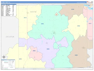 Wayne County, IA ColorCast style ZIP Code wall map