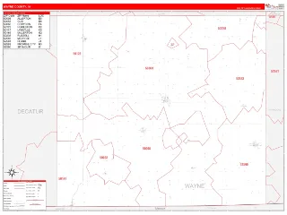 Wayne County, IA RedLine style ZIP Code wall map