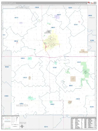 Webster County, IA Classic style ZIP Code wall map