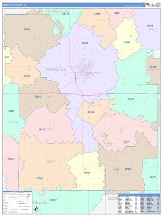 Webster County, IA ColorCast style ZIP Code wall map