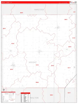 Wright County, IA RedLine style ZIP Code wall map
