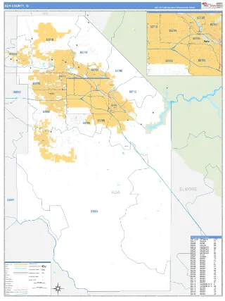 Ada County, ID Business Reference style ZIP Code wall map