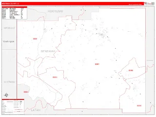 Benewah County, ID RedLine style ZIP Code wall map