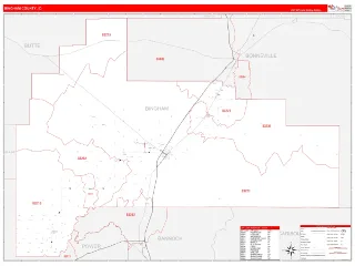 Bingham County, ID RedLine style ZIP Code wall map