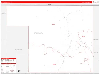 Boundary County, ID RedLine style ZIP Code wall map