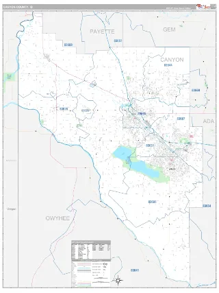Canyon County, ID Classic style ZIP Code wall map