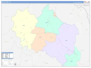 Custer County, ID ColorCast style ZIP Code wall map