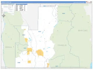 Franklin County, ID Business Reference style ZIP Code wall map