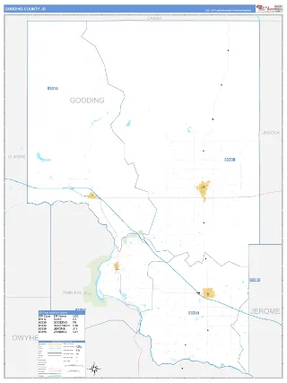 Gooding County, ID Business Reference style ZIP Code wall map