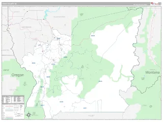 Idaho County, ID Classic style ZIP Code wall map
