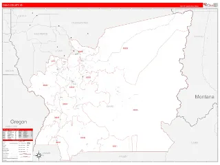 Idaho County, ID RedLine style ZIP Code wall map