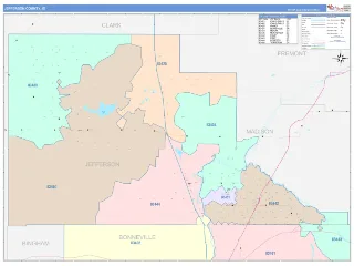Jefferson County, ID ColorCast style ZIP Code wall map