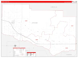 Jerome County, ID RedLine style ZIP Code wall map