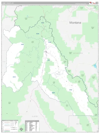 Lemhi County, ID Classic style ZIP Code wall map