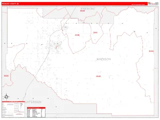 Madison County, ID RedLine style ZIP Code wall map