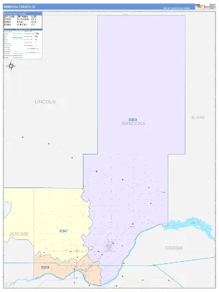 Minidoka County, ID ColorCast style ZIP Code wall map