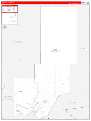 Minidoka County, ID RedLine style ZIP Code wall map