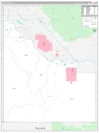 Owyhee County, ID Classic style ZIP Code wall map