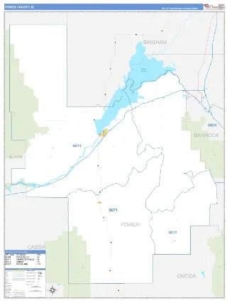Power County, ID Business Reference style ZIP Code wall map