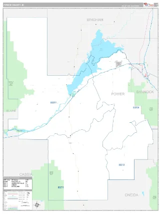 Power County, ID Classic style ZIP Code wall map
