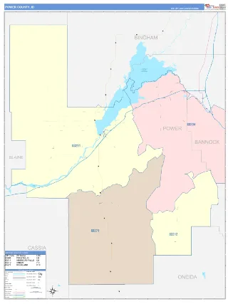 Power County, ID ColorCast style ZIP Code wall map